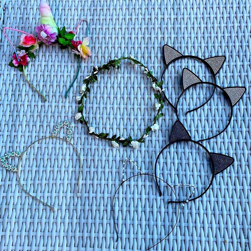 🐱 LOT of 7  Cat Ears/ Hair Headbands